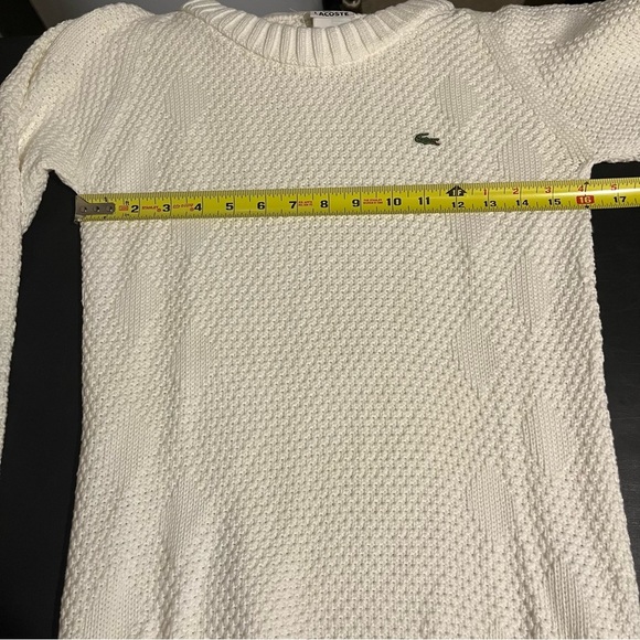Lacoste Womens Cotton Embroidered Logo Detail Tight-Knit Sweater Cream Size 38 - Picture 9 of 10